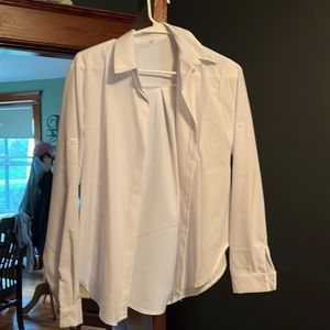 White button down blouse size large never worn